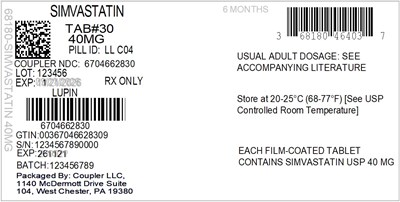 Label (68180 464 03 Simvastatin 40mg 67046 628 30)
